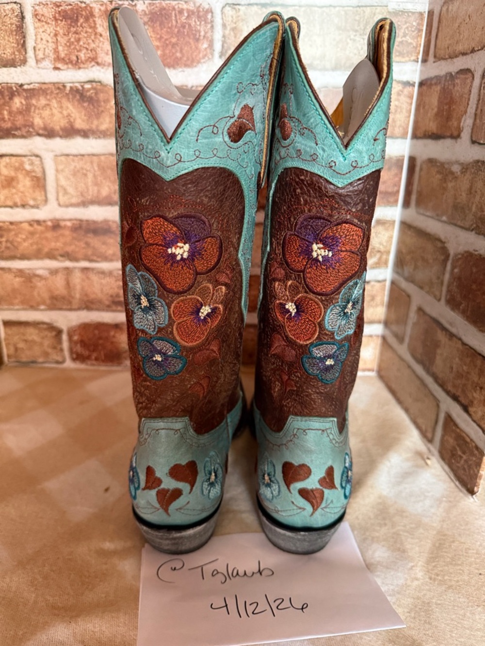 Old Gringo Turquoise and Brown Floral Pansy - Picture 5 of 10